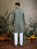 Vastranavya Rust Green Exclusive Viscose Rayon Festival Wear Real Mirror Work Kurta with Dupatta | Grocsy