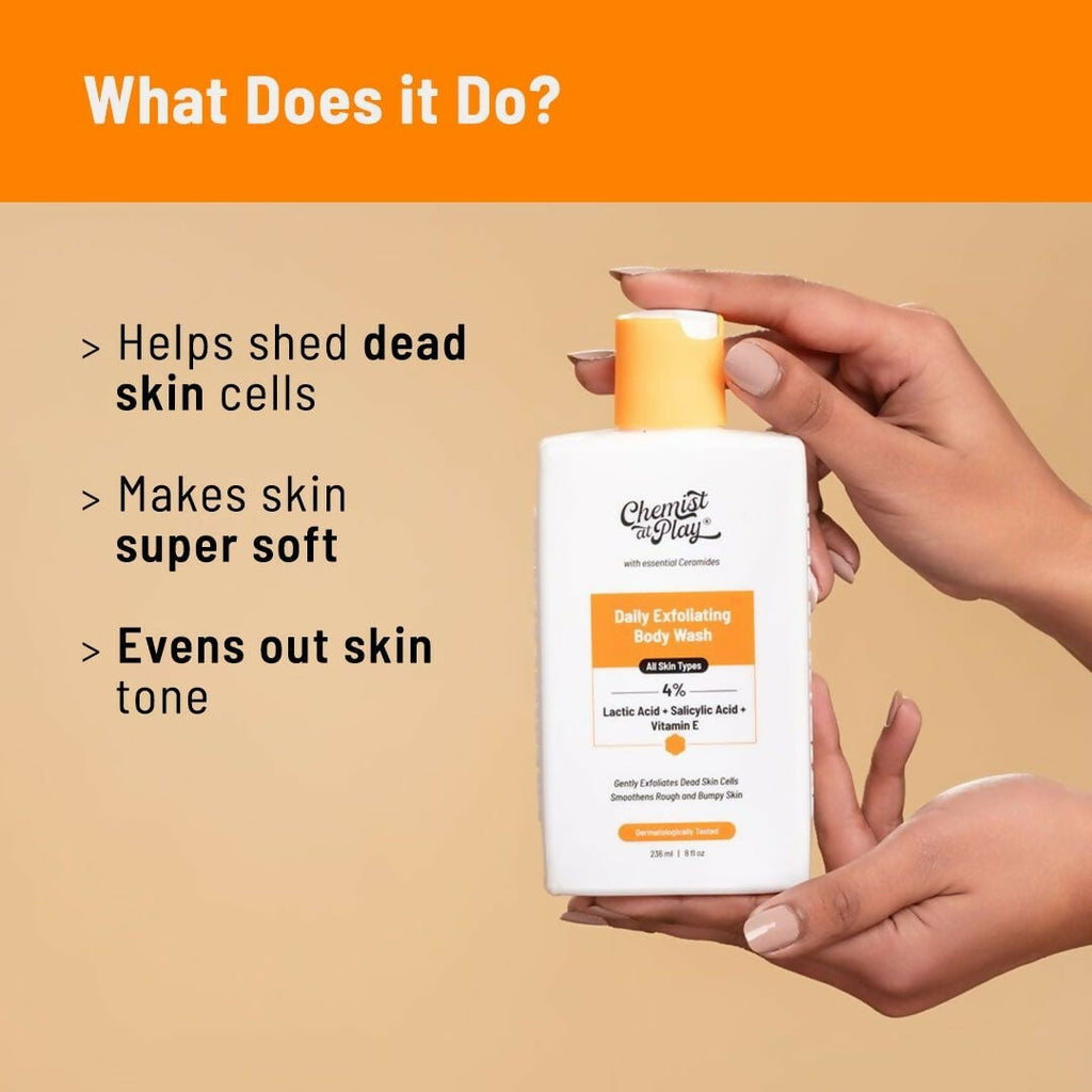 Chemist At Play Exfoliating Body Wash + Exfoliating Body Scrub For Tan Removal Combo | Grocsy