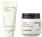 Innisfree Super Volcanic Pore Clay Mask 2X & Green Tea Foam Cleanser Combo | Grocsy