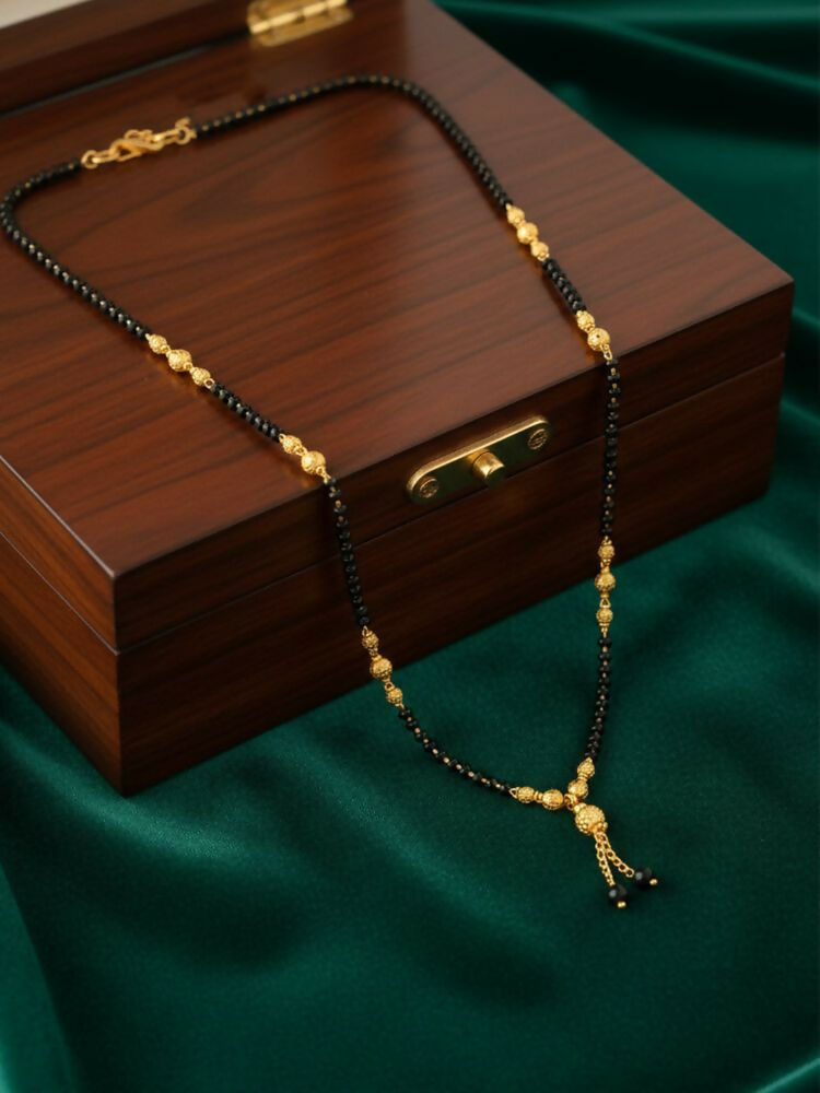 NVR Women Black Gold Plated Mangalsutra | Grocsy