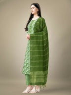 Jyoti Fashion Women's Green Rayon Embroidery & Sequence work Kurta with Trouser & Dupatta | Grocsy