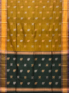 Olive and Dark Green Uppada Silk Handloom Saree with Buta Design - Global Threads | Grocsy