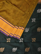 Olive and Dark Green Uppada Silk Handloom Saree with Buta Design - Global Threads | Grocsy