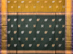 Olive and Dark Green Uppada Silk Handloom Saree with Buta Design - Global Threads | Grocsy
