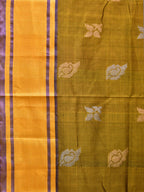 Olive and Dark Green Uppada Silk Handloom Saree with Buta Design - Global Threads | Grocsy