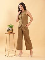 BohoJazz In-action Olive Green Tailored Waistcoat with Trousers Co-ord Set | Grocsy