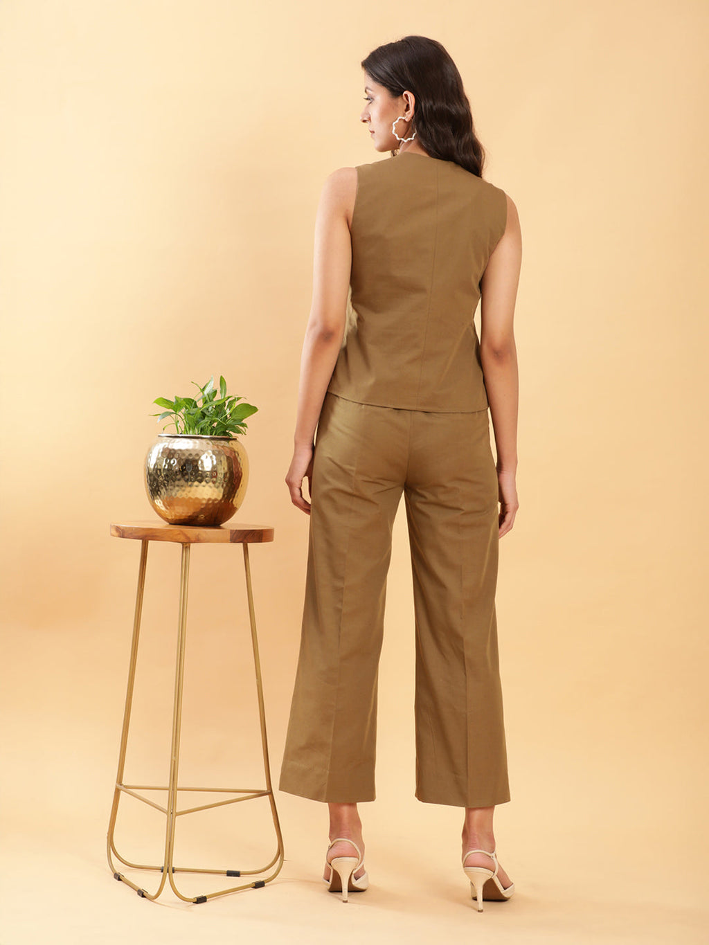 BohoJazz In-action Olive Green Tailored Waistcoat with Trousers Co-ord Set | Grocsy