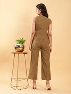BohoJazz In-action Olive Green Tailored Waistcoat with Trousers Co-ord Set | Grocsy