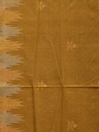 Olive Khadi Cotton Handloom Saree with Temple Border Design - Global Threads | Grocsy