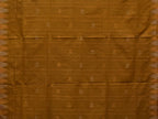 Olive Khadi Cotton Handloom Saree with Temple Border Design - Global Threads | Grocsy