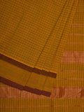 Olive Narayanpet Cotton Handloom Saree with Checks Design - Global Threads | Grocsy