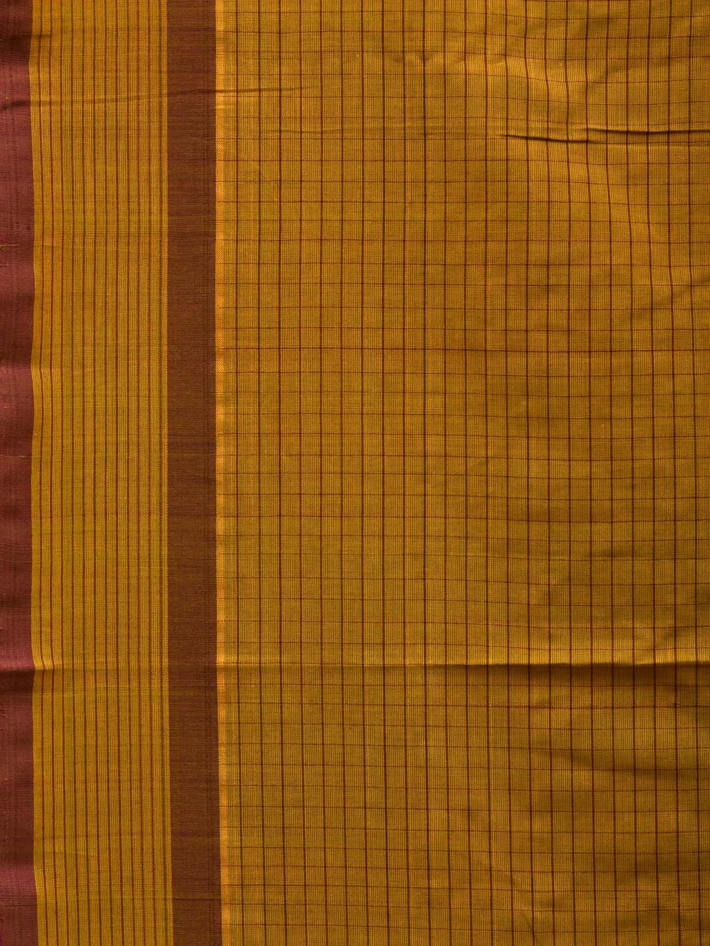 Olive Narayanpet Cotton Handloom Saree with Checks Design - Global Threads | Grocsy