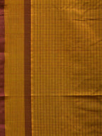 Olive Narayanpet Cotton Handloom Saree with Checks Design - Global Threads | Grocsy