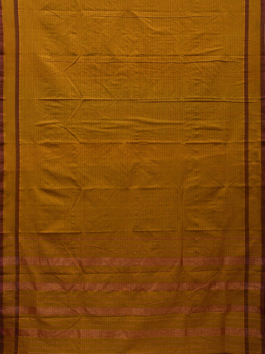 Olive Narayanpet Cotton Handloom Saree with Checks Design - Global Threads | Grocsy