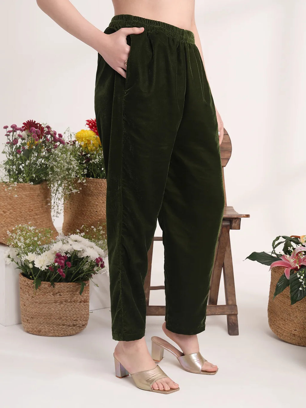 Yufta Olive Straight Embroidery Kurta And Trouser With Dupatta Set | Grocsy