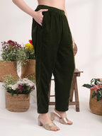 Yufta Olive Straight Embroidery Kurta And Trouser With Dupatta Set | Grocsy
