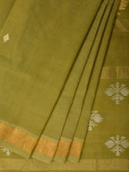 Olive Uppada Cotton Handloom Saree with Assorted Buta Pallu Design - Global Threads | Grocsy