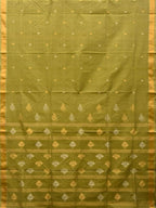 Olive Uppada Cotton Handloom Saree with Assorted Buta Pallu Design - Global Threads | Grocsy