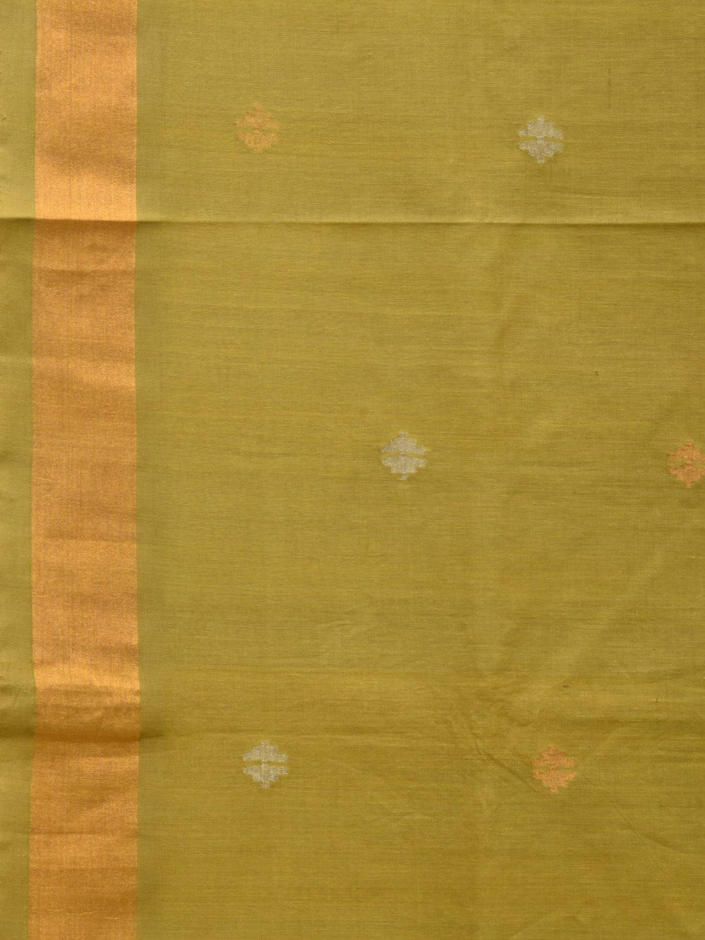 Olive Uppada Cotton Handloom Saree with Jamdani Pallu Design - Global Threads | Grocsy