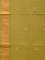 Olive Uppada Cotton Handloom Saree with Jamdani Pallu Design - Global Threads | Grocsy