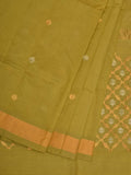 Olive Uppada Cotton Handloom Saree with Jamdani Pallu Design - Global Threads | Grocsy