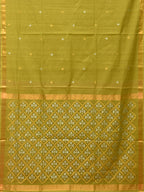 Olive Uppada Cotton Handloom Saree with Jamdani Pallu Design - Global Threads | Grocsy