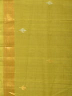 Olive Uppada Cotton Handloom Saree with Jamdani Pallu Design - Global Threads | Grocsy