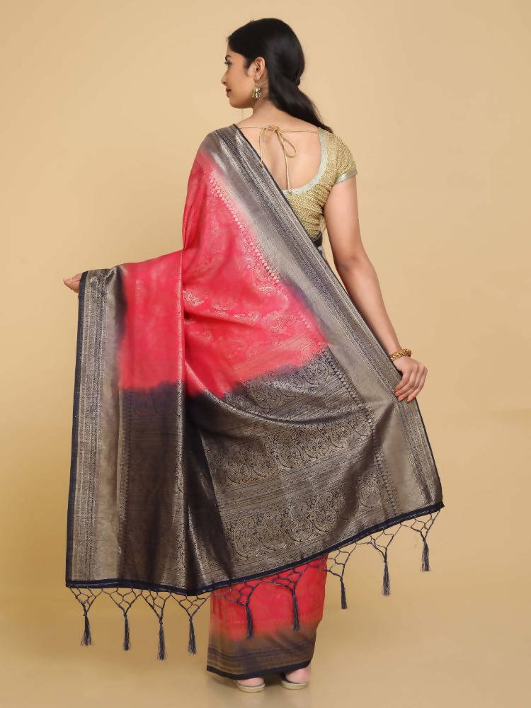 Kalamandir Ethnic Motifs Pink Silk Blend Saree | Grocsy