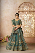Kesar Fab Green Net Hand_Woven Lehenga | Grocsy