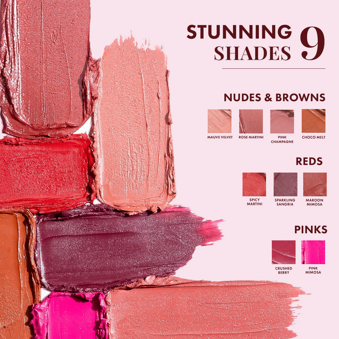 mCaffeine Shades Creamy Matte Kiss Bullet Lipstick Moisturizing Lightweight - Maroon Mimosa | Grocsy