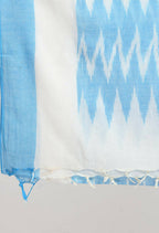 Mominos Fashion Moeza Women's Handloom Cotton Ikkat Sky Blue Dupatta | Grocsy