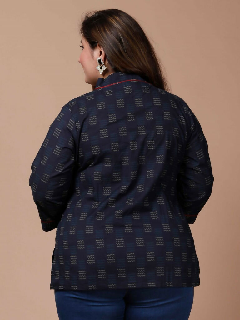 Miravan Women's Plus Size Blue Printed Indigo Kurti | Grocsy