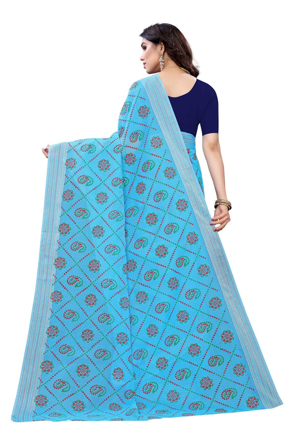 Vamika Sky Blue Linen Jari Border Saree (CHARVI SKY BLUE) | Grocsy