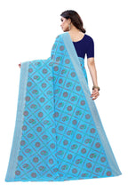 Vamika Sky Blue Linen Jari Border Saree (CHARVI SKY BLUE) | Grocsy