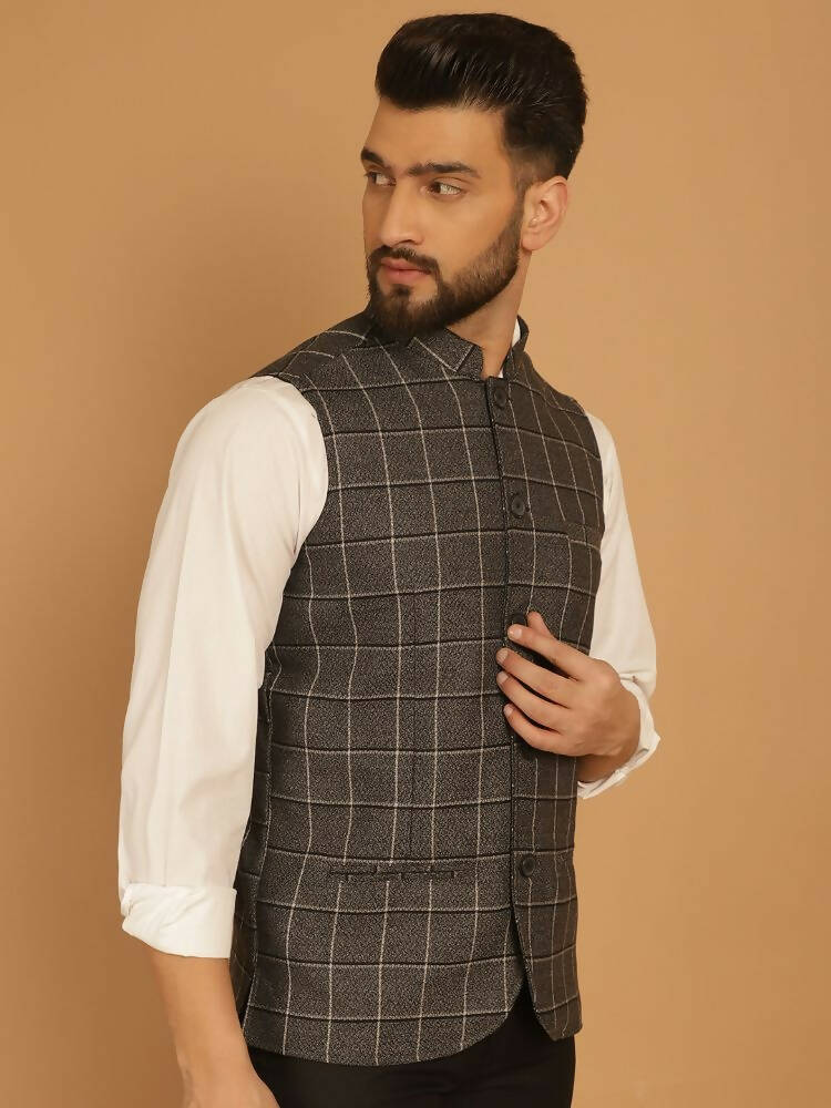 Even Apparels Nehru Jacket With Welt Pockets - Grey | Grocsy