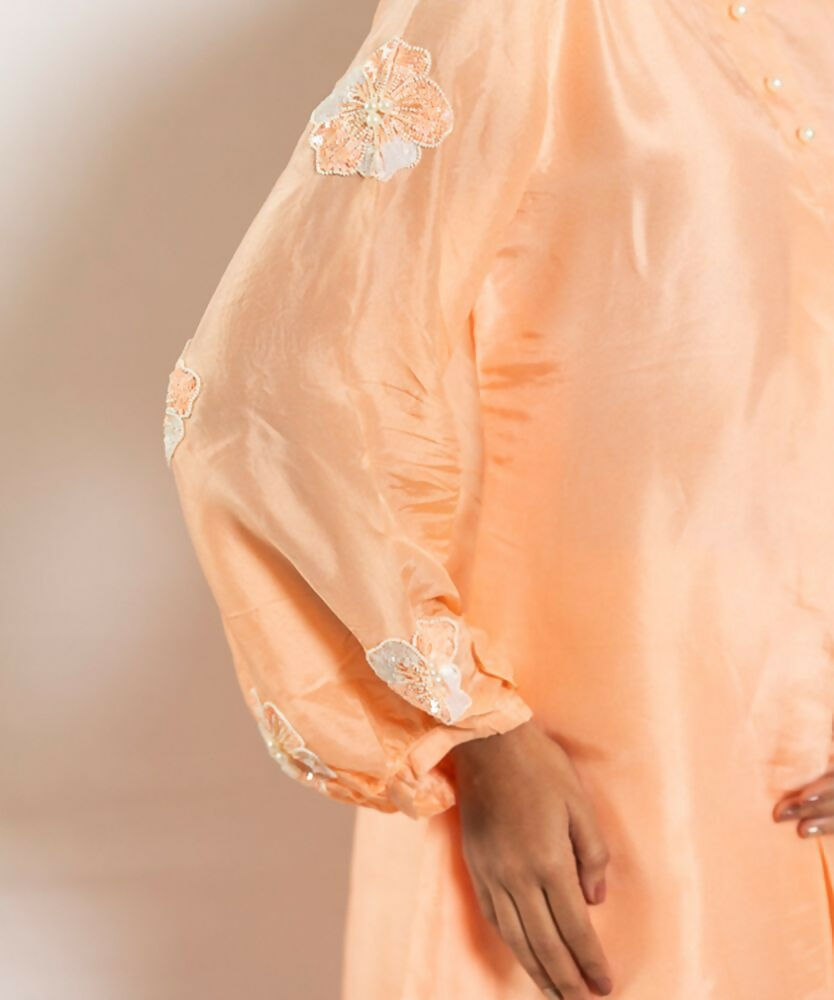 Timaraa Peach Heirloom – Silk Aari Zardosi Co-Ord Set | Grocsy