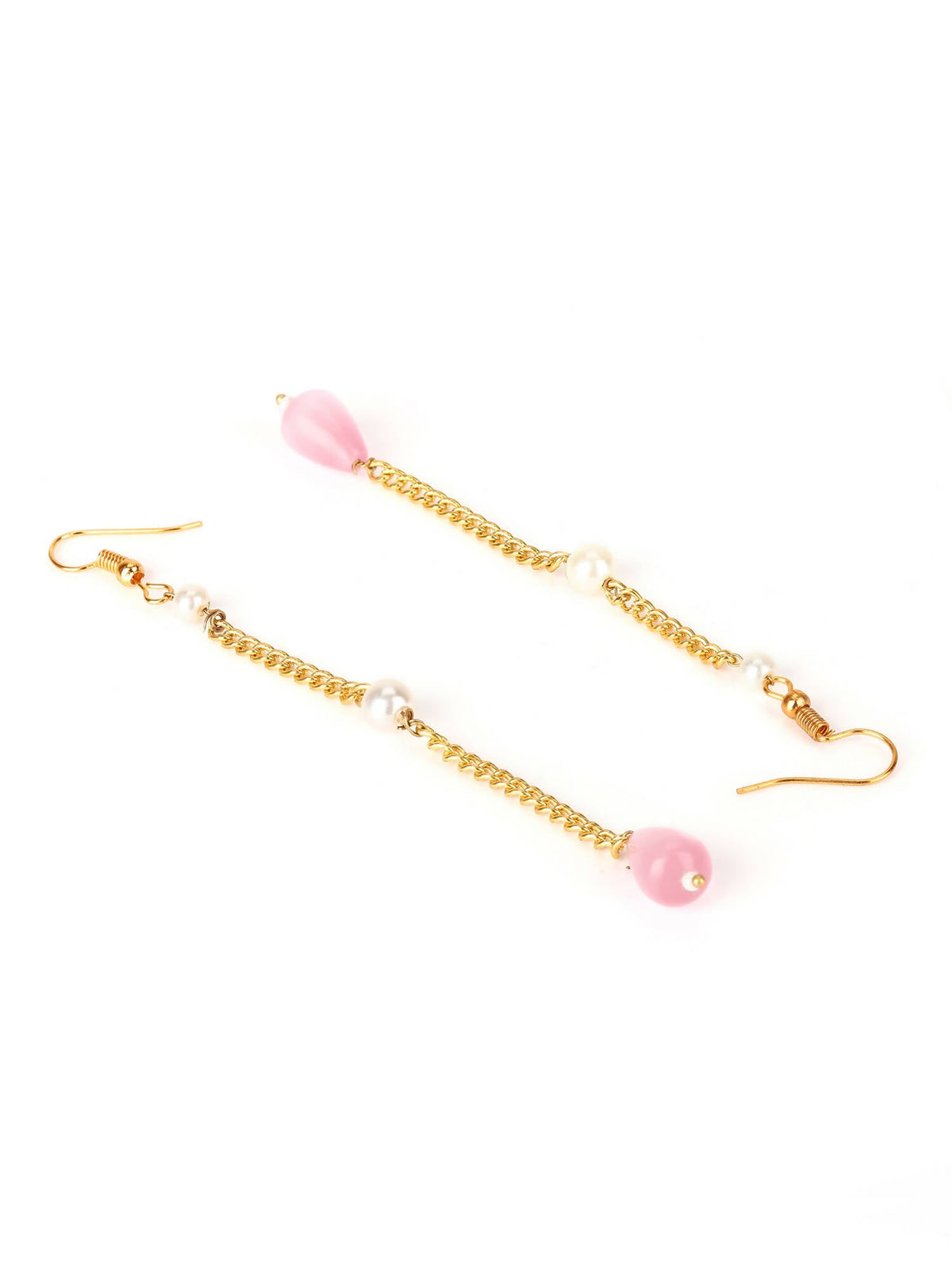 Gold-Polished Contemporary Drop Earrings - Ruby Raang | Grocsy