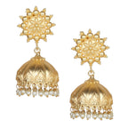 Joban Fashion Women Matte Gold Brass Jhumka | Grocsy