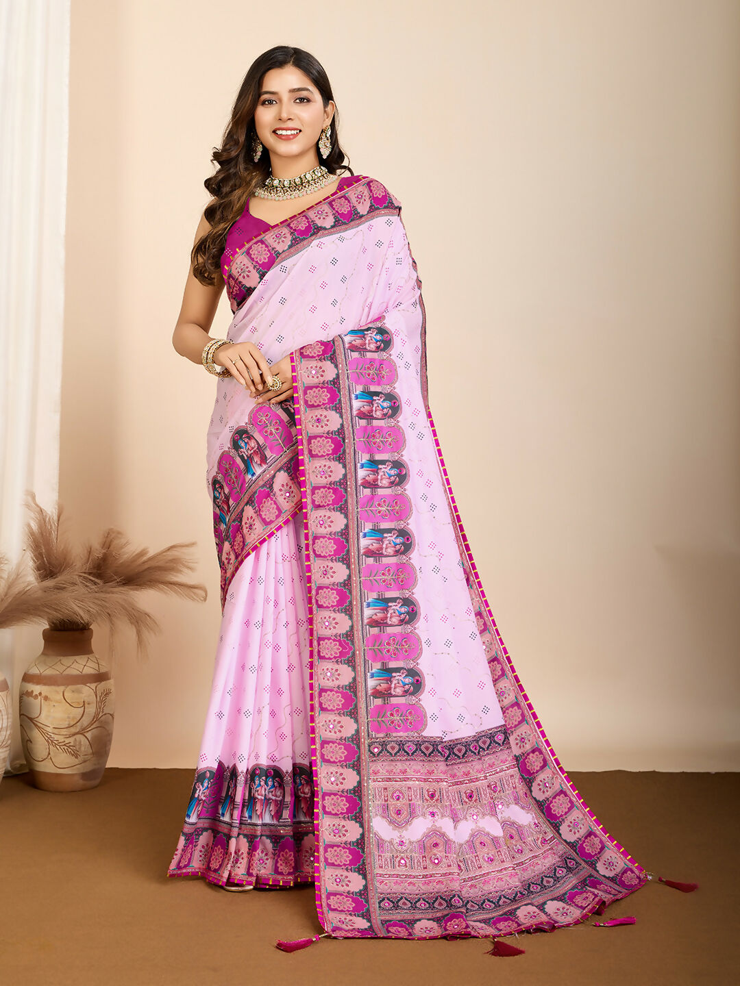 Purple Muslin Cotton Designer Digital Printed Saree - Lavisha | Grocsy