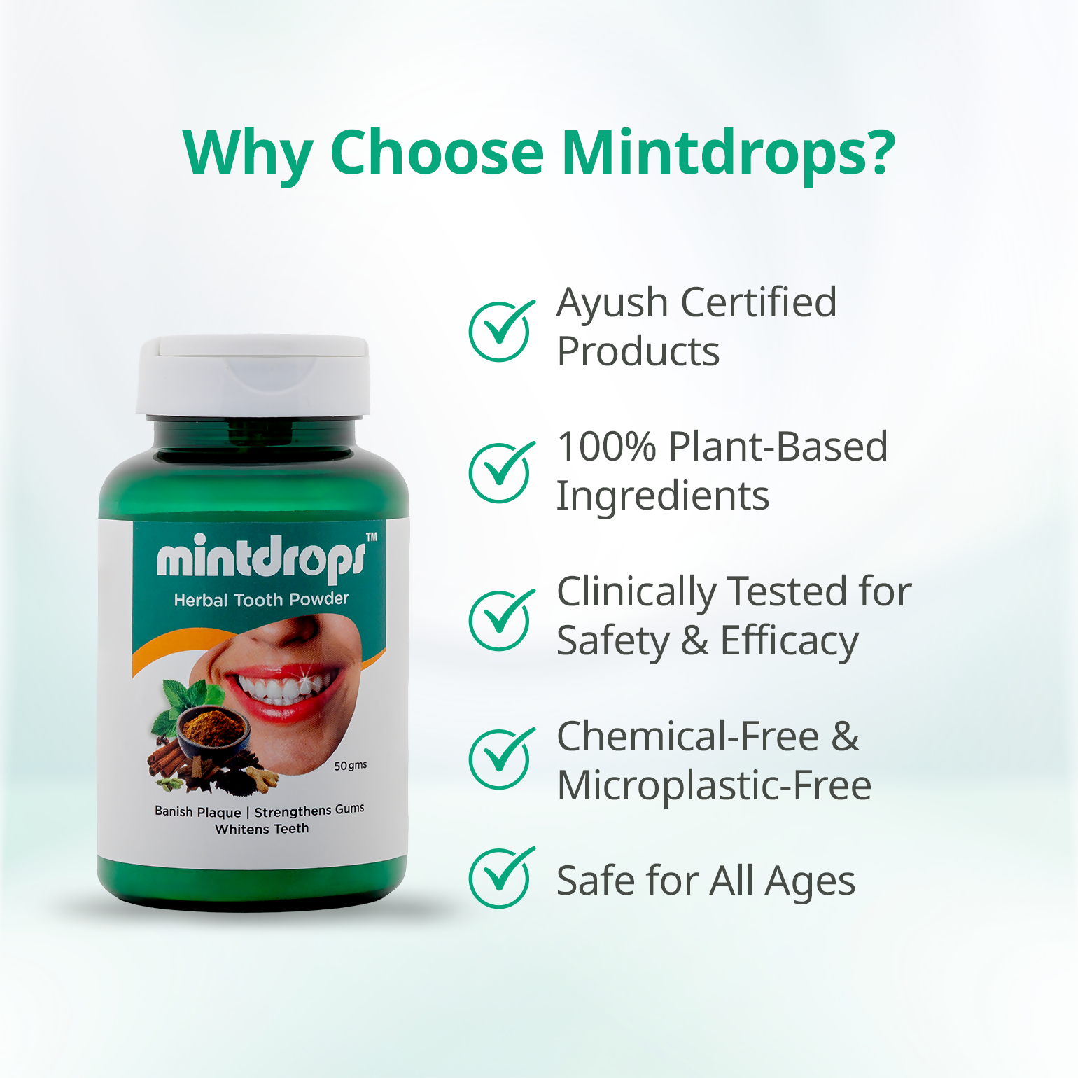 Mintdrops Herbal Tooth Powder | Grocsy