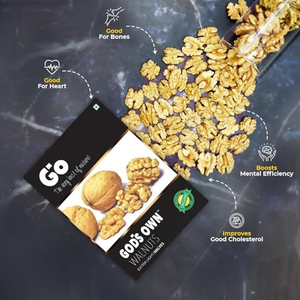 Go Organic Walnut Kernels – Extra Light Halves - Mildy, Earthy | Grocsy