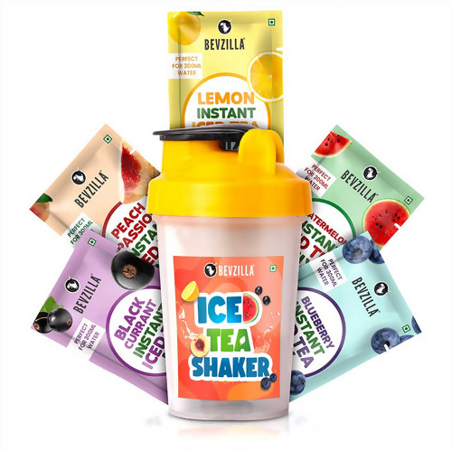 Bevzilla 5 Flavoured Iced Tea Sachets + Shaker | Grocsy