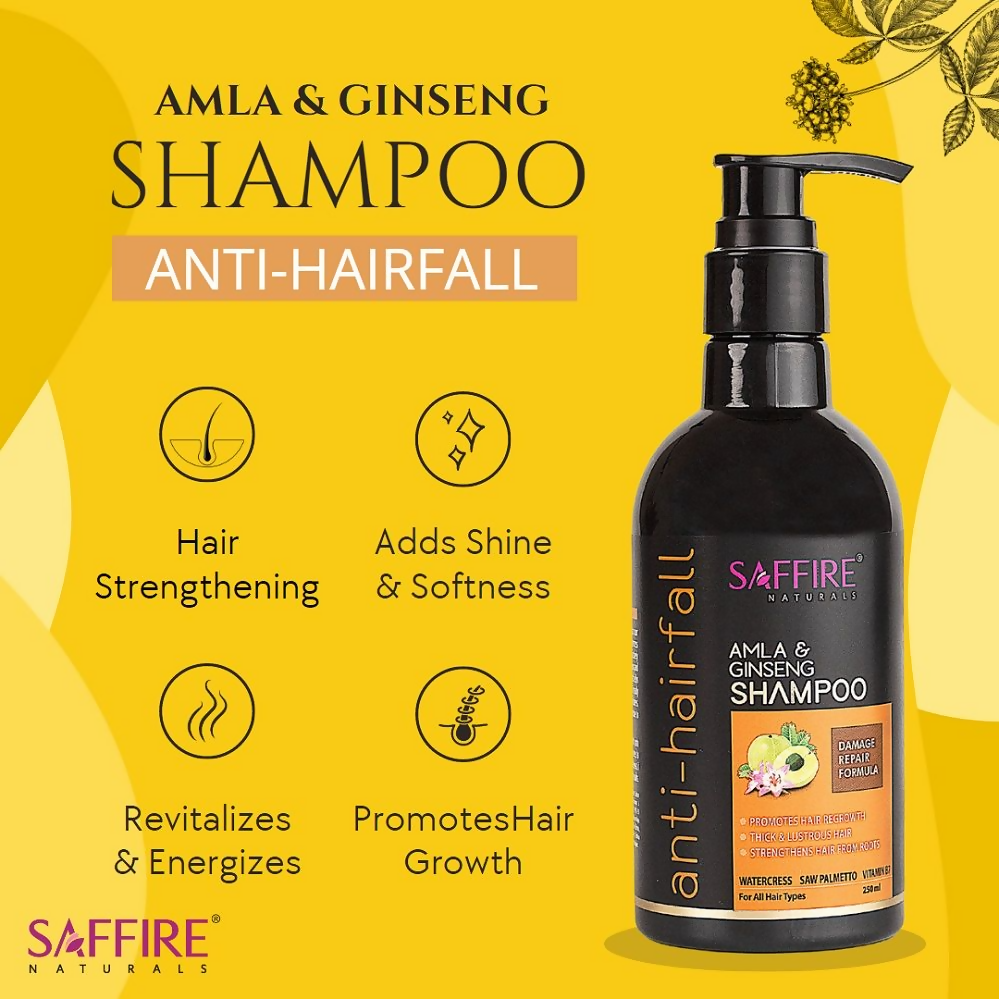 Saffire Naturals Amla & Ginseng Anti-Hairfall Shampoo | Grocsy