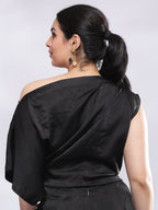 BohoJazz One Shoulder Drape Cowl Top - Black | Grocsy