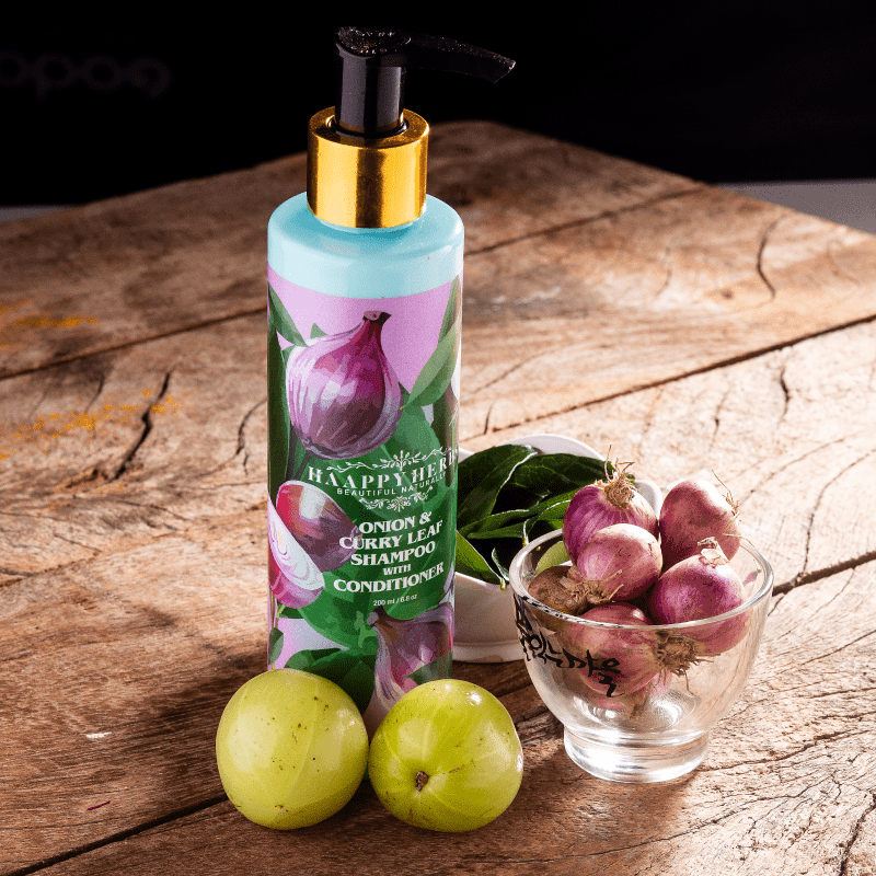 Haappyherbs Onion & Curry Leaf Shampoo With Conditioner | Grocsy
