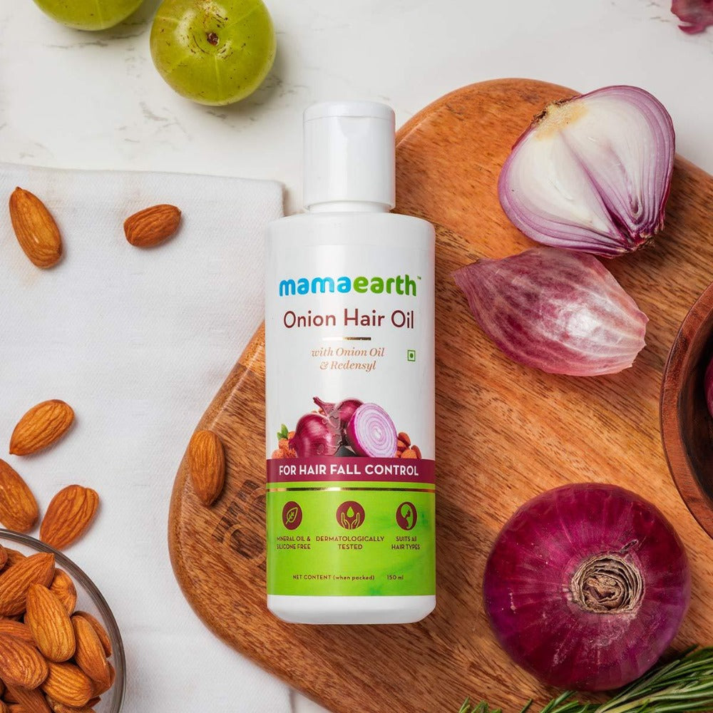 Mamaearth Onion Hair Oil With Onion & Redensyl For Hair Fall Control | Grocsy