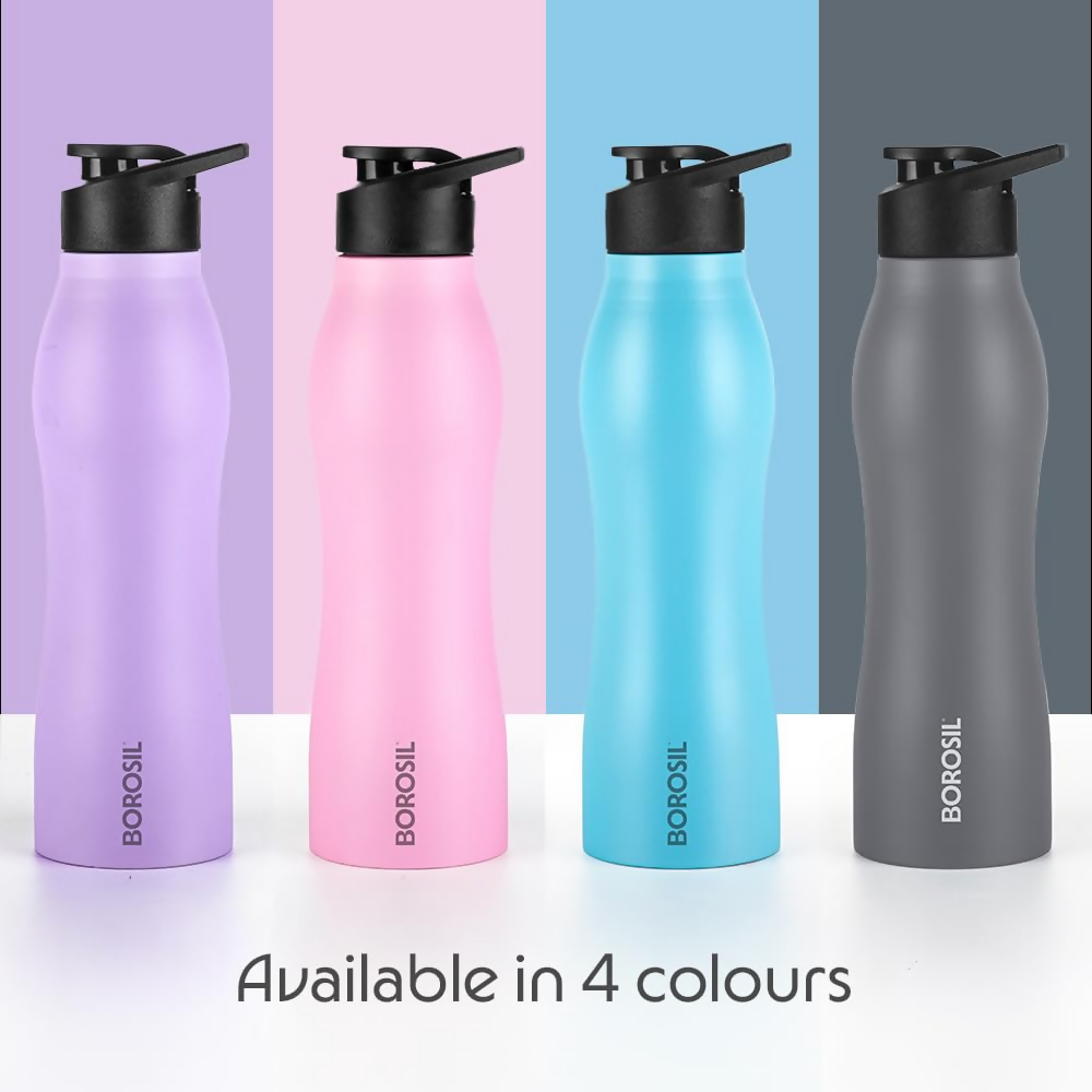 Borosil Hydra Grip Go Stainless Steel Water Bottle - Purple | Grocsy