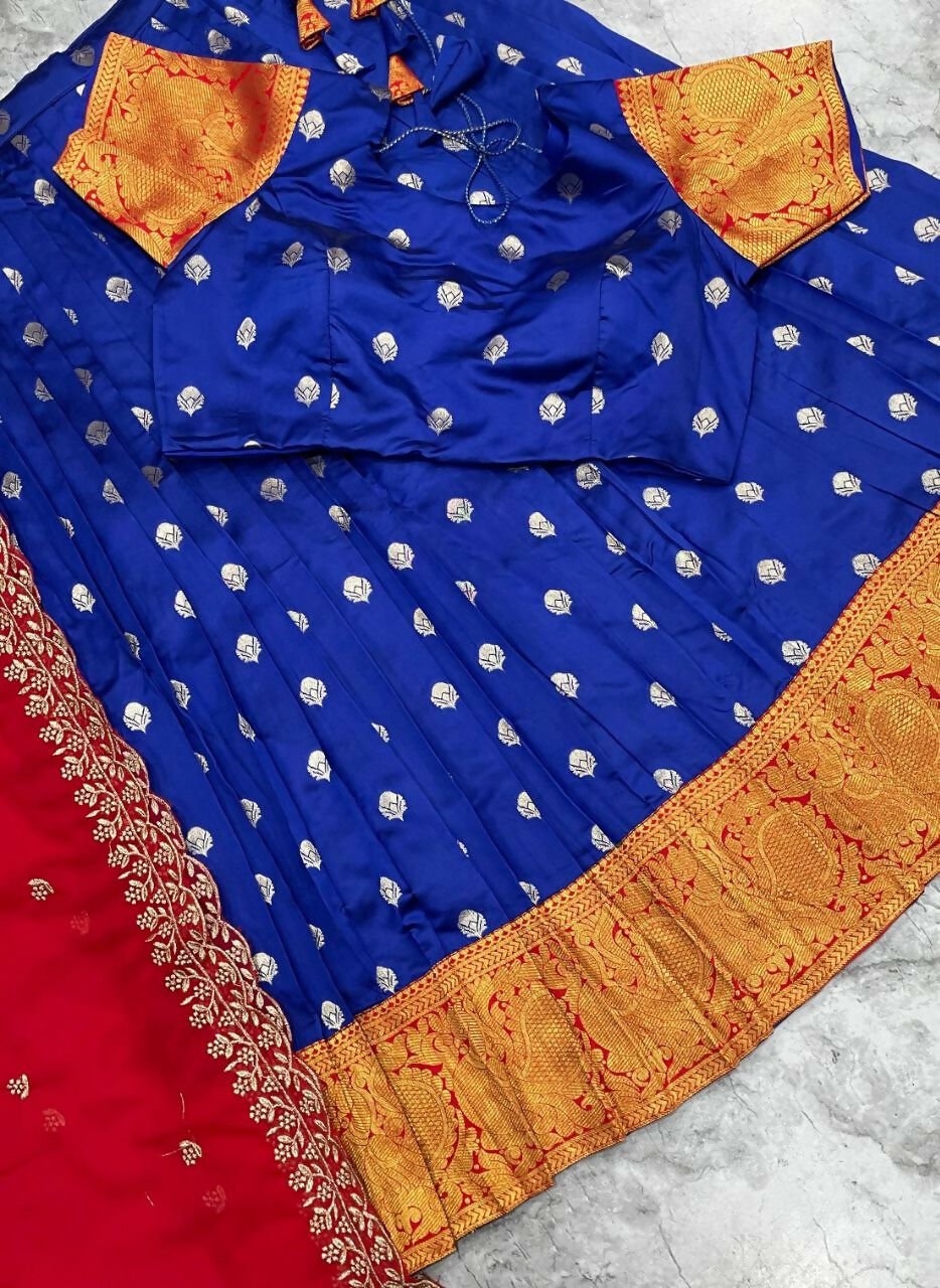 Teeya Creation New Trendy Stylist South Style Lehenga Choli Set - Blue | Grocsy
