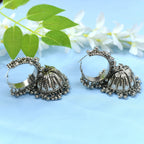 Mominos Fashion Johar Kamal Oxidised Silver-Plated Brass Finish Ghungroo Necklace with Earrings For Women