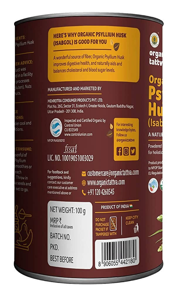 Organic Tattva Psyllium Whole Husk (Isabgol) | Grocsy